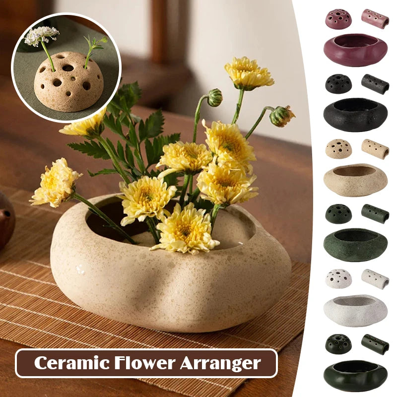 Japanese Style Ikebana Vase Ceramic Lotus Seedpod Zen Tea Table Desktop Flower Arrangement Utensils Ceramic Stone Sand Decor
