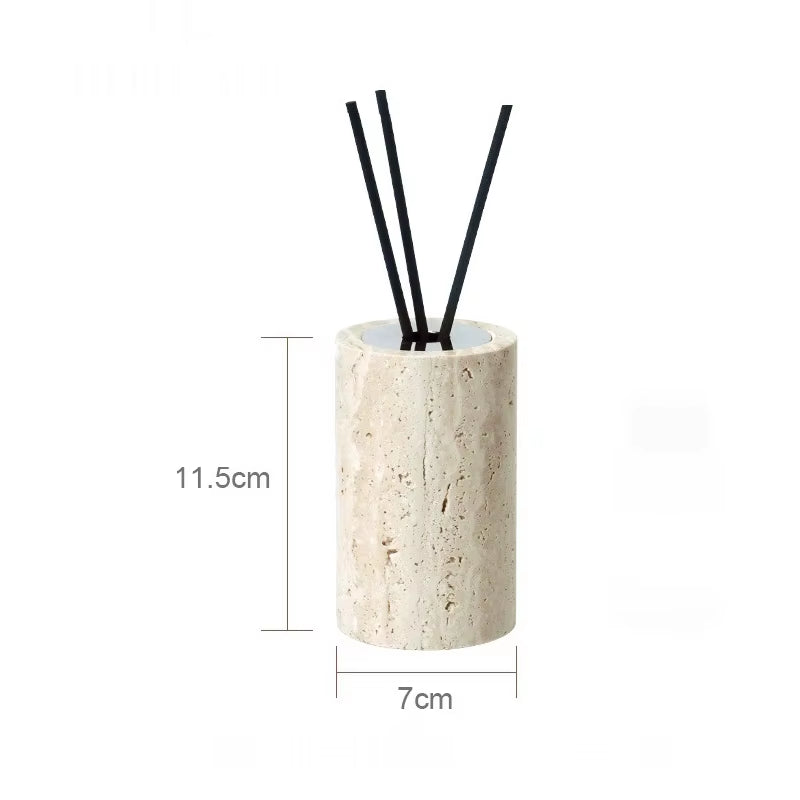 Beige Travertine Bathroom Accessories Set Natural Marble Soap Dispenser Soap Dish Reed Diffuser Vanity Tray Bathroom Set