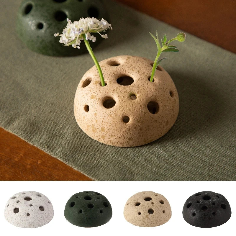 Japanese Style Ikebana Vase Ceramic Lotus Seedpod Zen Tea Table Desktop Flower Arrangement Utensils Ceramic Stone Sand Decor