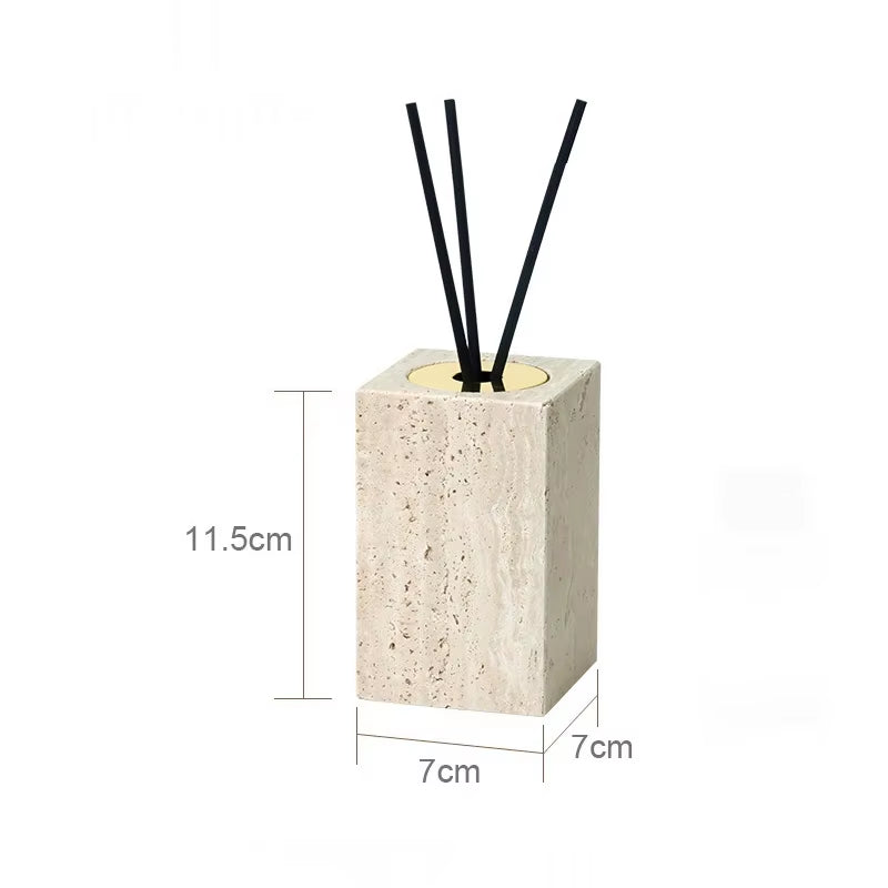 Beige Travertine Bathroom Accessories Set Natural Marble Soap Dispenser Soap Dish Reed Diffuser Vanity Tray Bathroom Set