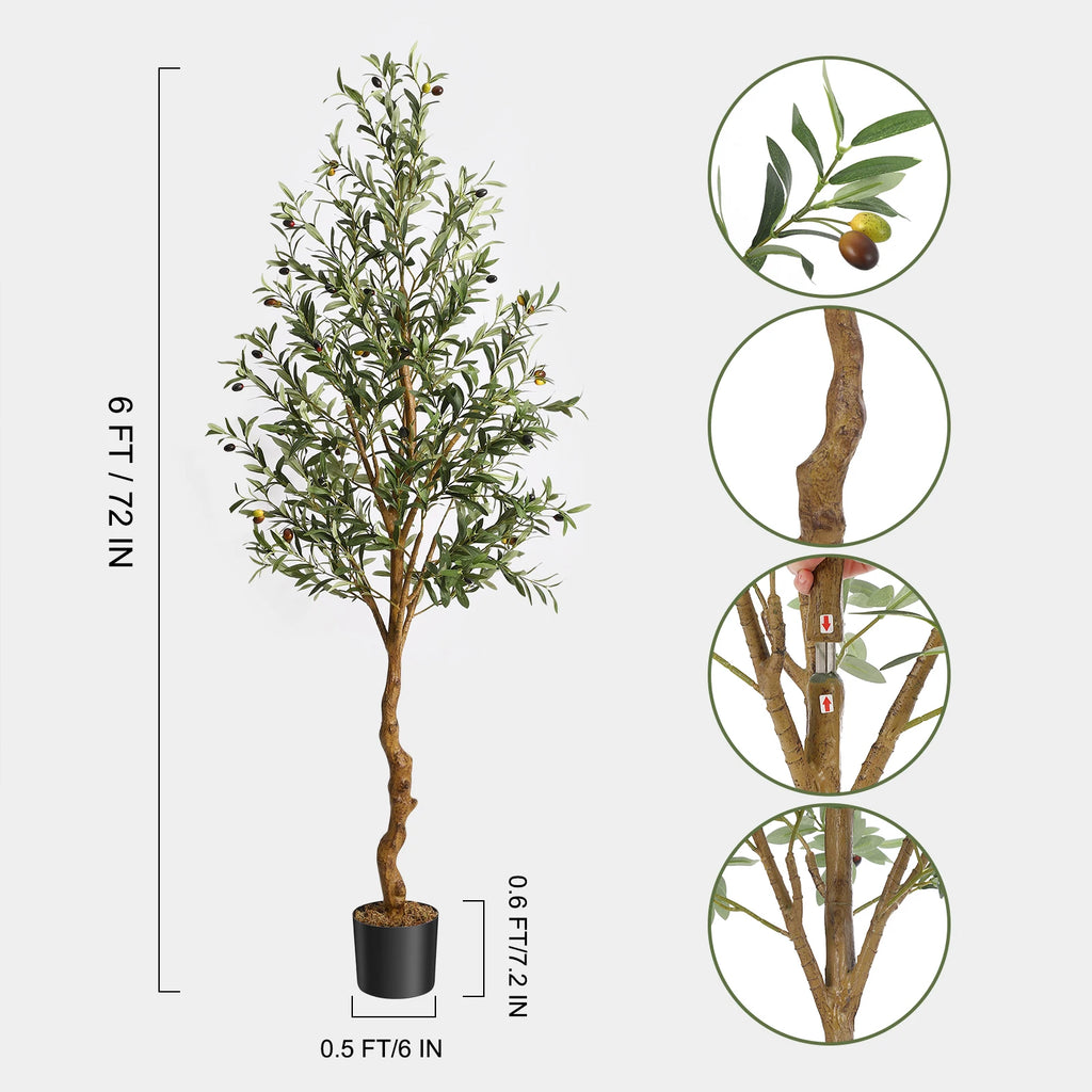Artificial Olive Tree 120/150/180Cm-Artificial Plants with Wood Trunk for Living Room Office Decor, Spring Decoration