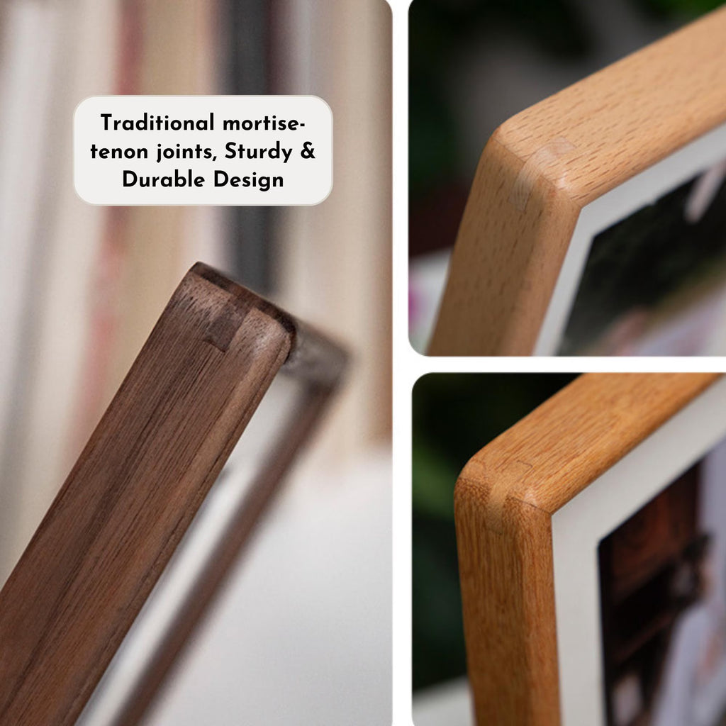 Solid Walnut & Teak Wood Photobooth Strip, Travel Memory Frame, Display for Maps, Tickets, Pressed Flowers - Long Narrow Gallery Frame