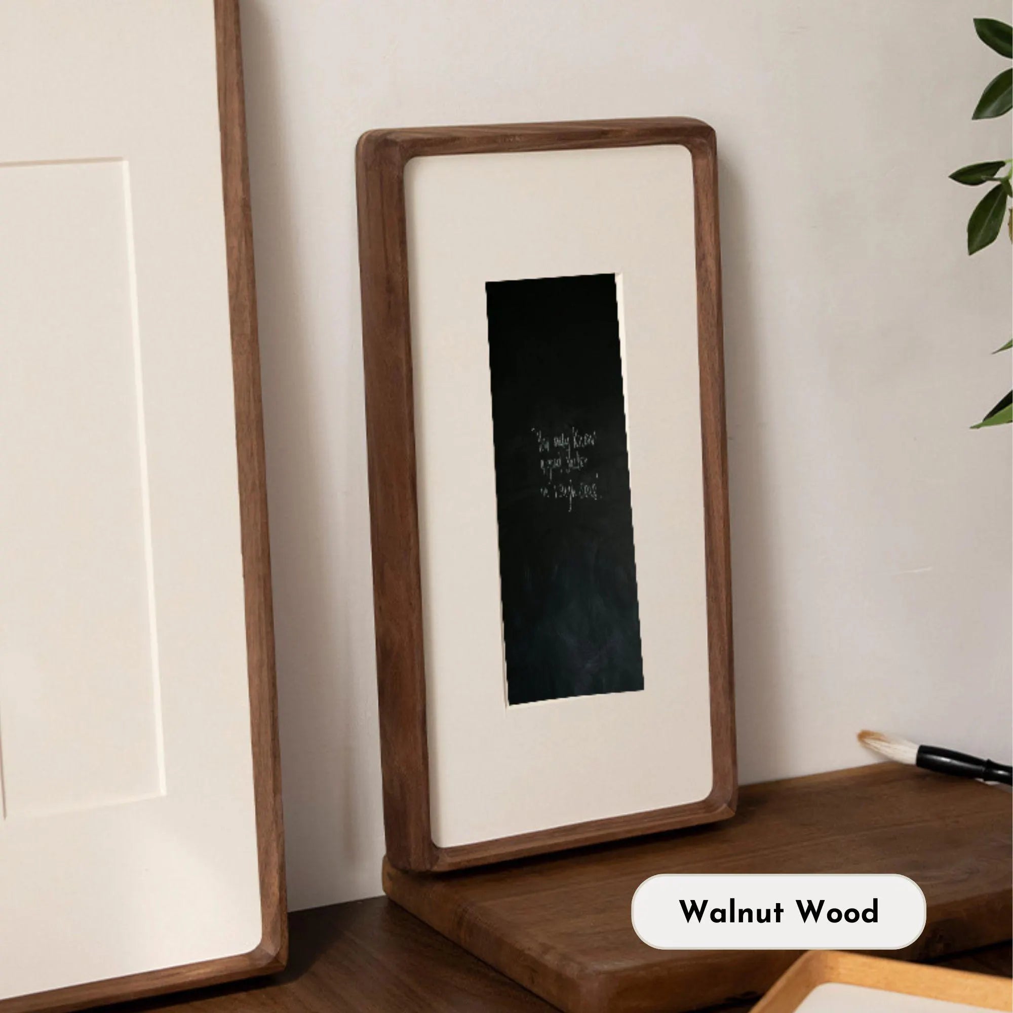 Solid Walnut & Teak Wood Photobooth Strip, Travel Memory Frame, Display for Maps, Tickets, Pressed Flowers - Long Narrow Gallery Frame