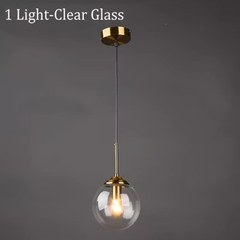 Amber Smoke Gray Clear Glass Pendant Lamp LED Hanging Light for Dining Room Table Kicthen Island Bedroom Bedside Lighting