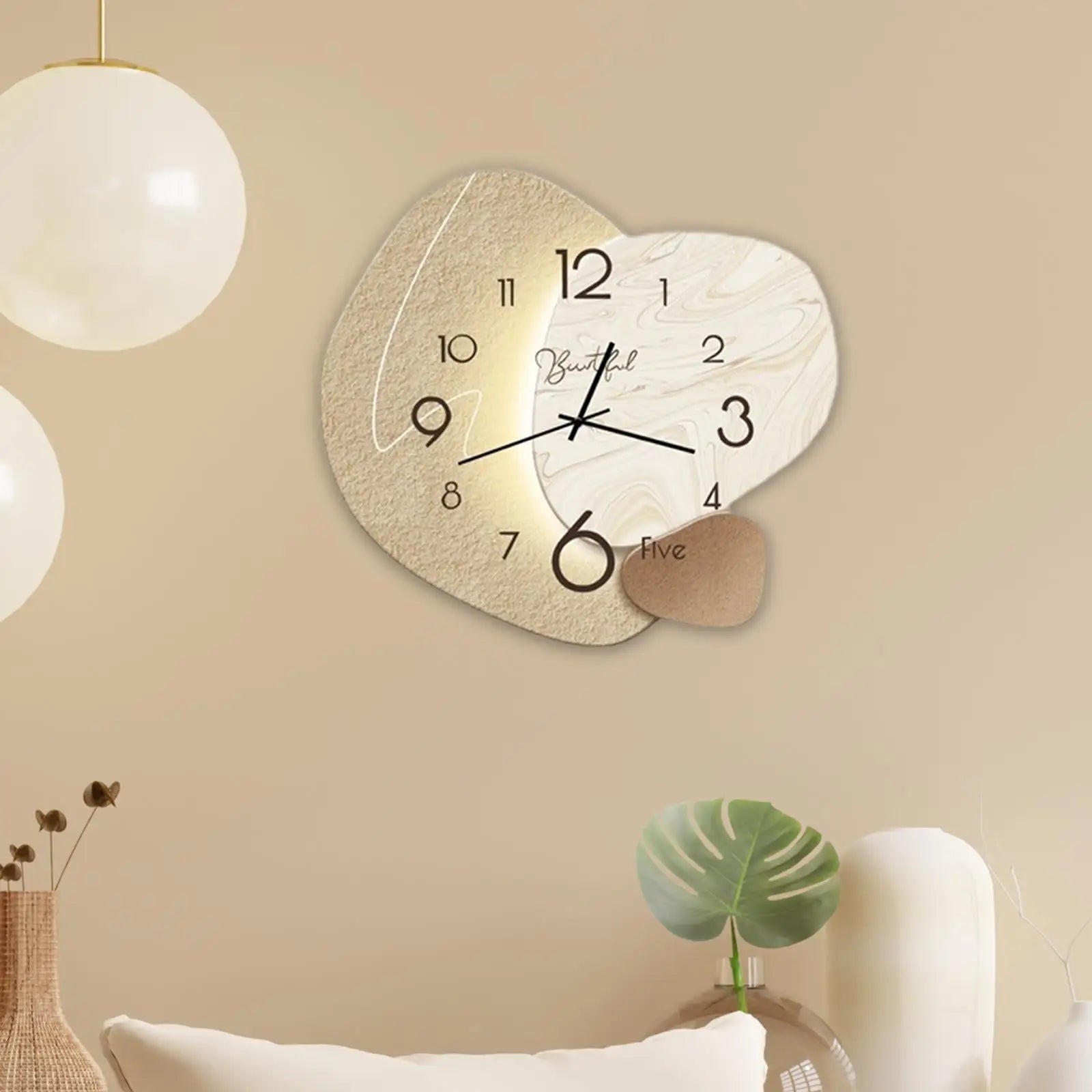 Nordic Style Wall Mounted Wall Clock Silent Decorative Clock Mute Hanging Ornament for Home Living Room Decoration