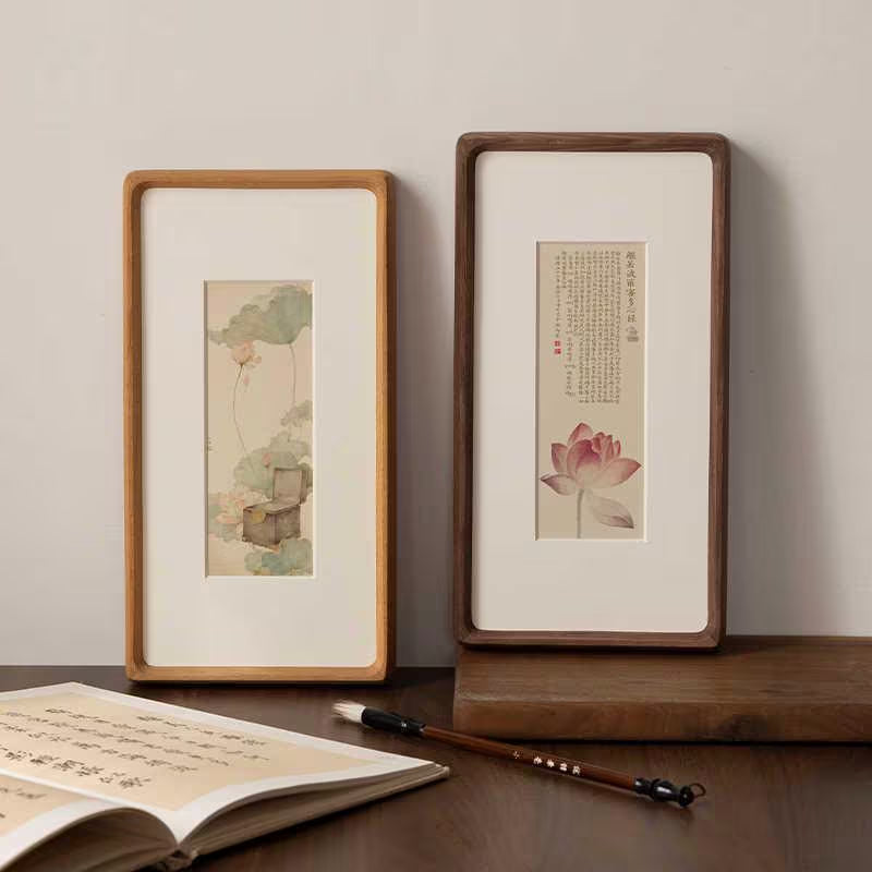 Solid Walnut & Teak Wood Photobooth Strip, Travel Memory Frame, Display for Maps, Tickets, Pressed Flowers - Long Narrow Gallery Frame