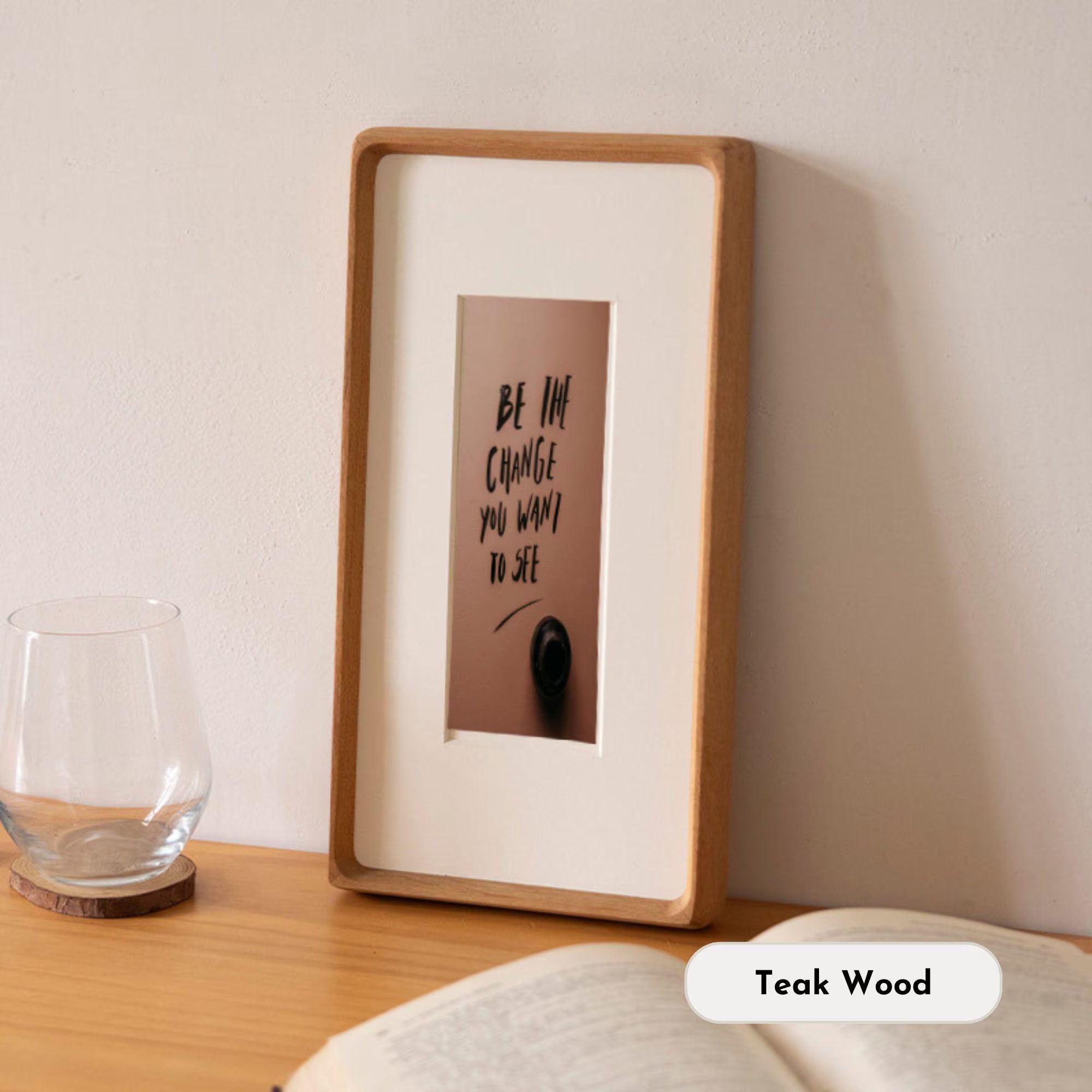 Solid Walnut & Teak Wood Photobooth Strip, Travel Memory Frame, Display for Maps, Tickets, Pressed Flowers - Long Narrow Gallery Frame