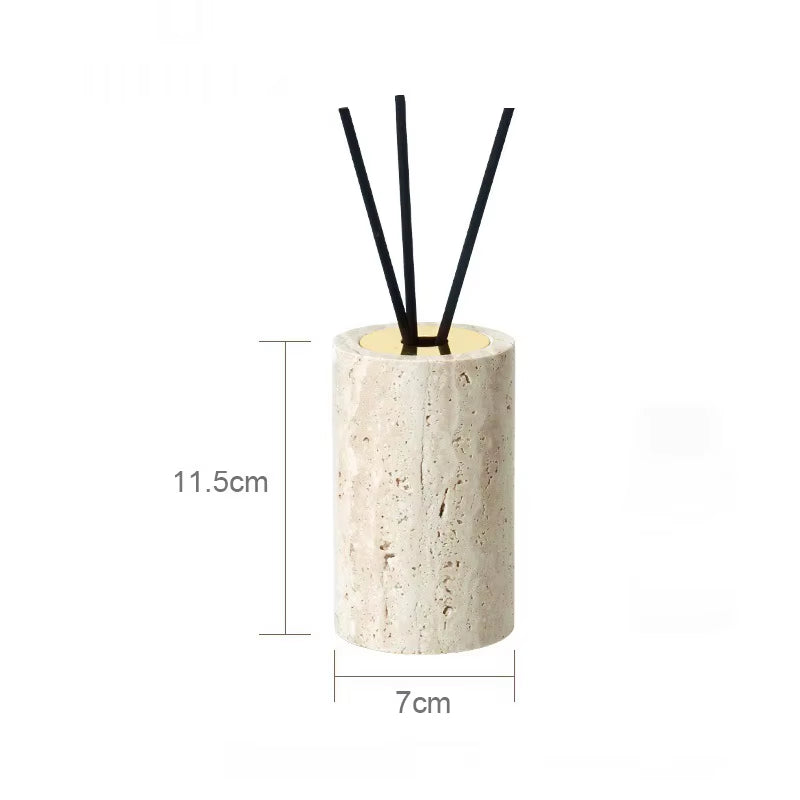 Beige Travertine Bathroom Accessories Set Natural Marble Soap Dispenser Soap Dish Reed Diffuser Vanity Tray Bathroom Set