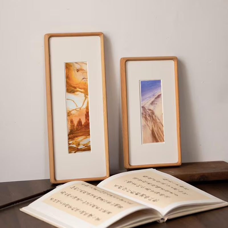Solid Walnut & Teak Wood Photobooth Strip, Travel Memory Frame, Display for Maps, Tickets, Pressed Flowers - Long Narrow Gallery Frame