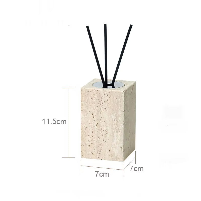 Beige Travertine Bathroom Accessories Set Natural Marble Soap Dispenser Soap Dish Reed Diffuser Vanity Tray Bathroom Set