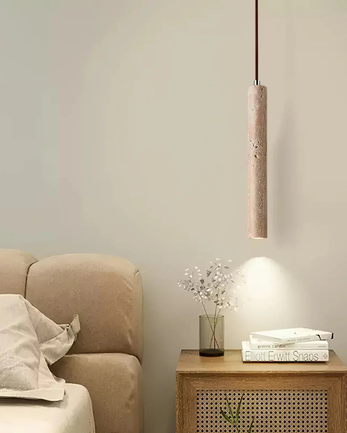 Natuurlijke Travertin Hanglamp Met Cilindervormig Design Voor Eetkamer En Hal – Japandi Natuursteen Verlichting | Restfield
