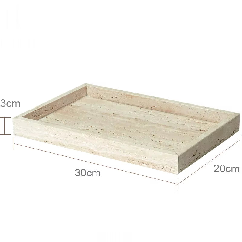 Beige Travertine Bathroom Accessories Set Natural Marble Soap Dispenser Soap Dish Reed Diffuser Vanity Tray Bathroom Set