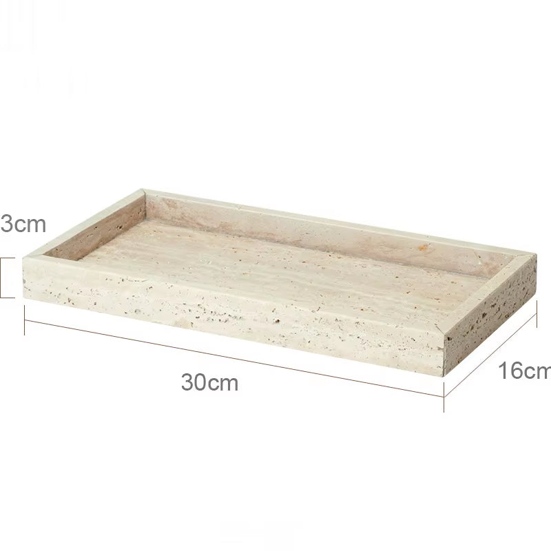 Beige Travertine Bathroom Accessories Set Natural Marble Soap Dispenser Soap Dish Reed Diffuser Vanity Tray Bathroom Set