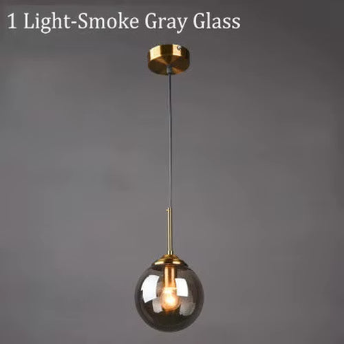 Amber Smoke Gray Clear Glass Pendant Lamp LED Hanging Light for Dining Room Table Kicthen Island Bedroom Bedside Lighting